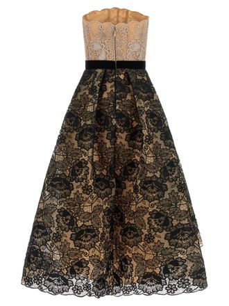 Elie Saab Two-Tone Guipure Lace Dress - Beige
