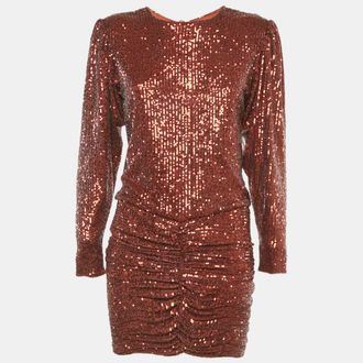 Retrof&ecirc;te Brown Sequin Flynn Ruched Mini Dress