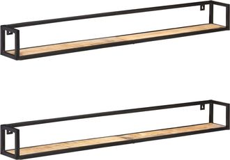 vidaXL Estantes De Pared 2 Unidades 160 Cm Madera De Mango Rugosa Vidaxl