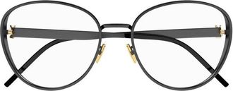 Saint Laurent Round Full Rim Eyeglasses - Black