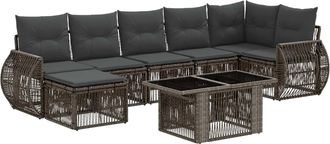 vidaXL Conjunto De Sof&aacute;s De Jard&iacute;n 8 Uds. Gris Y Gris Oscuro Vidaxl