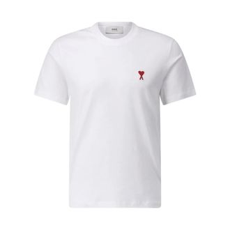 Ami Tops, Heren, Wit, S, Katoen, Logo T-shirt, Klassiek Katoenen Tee