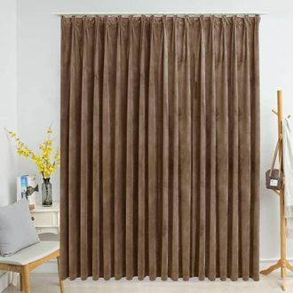 vidaXL Cortina Opaca Con Ganchos Terciopelo Beige 290x245 Cm Vidaxl