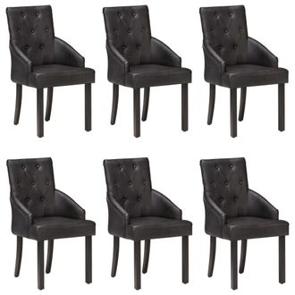 vidaXL Vidaxl - Sillas De Comedor 6 Unidades Cuero De Cabra Aut&eacute;ntico Negro