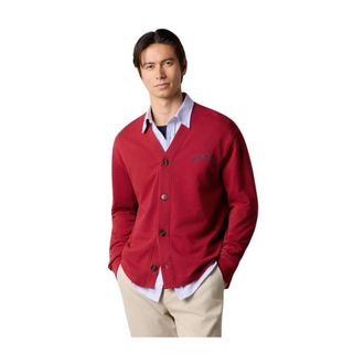 Brooks Brothers V-Hals Katoenen Vest met Logo Print - Heren - Vesten - Rood - XL - Katoen - Truien & Vesten