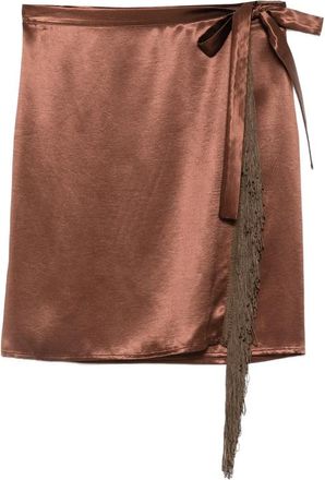 The Nina Studio Fringe-trim Wrap Skirt