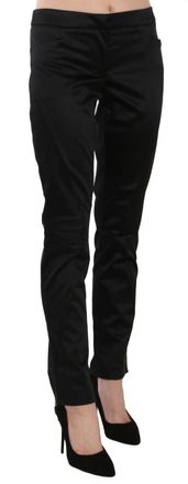 Exte Black Mid Waist Skinny Dress Formal Trousers Womens Pants