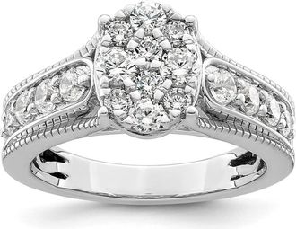 Diamond2Deal 14k White Gold Lab Grown Diamond Engagement Ring 1Ct Clarity- VS Color- G-H
