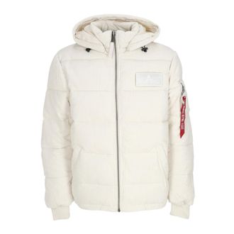 Alpha Industries Winter Jackets, male, White, S, Puffer Cord Jet Stream Jacket