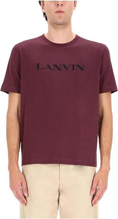 Lanvin Geborduurd katoenen T-shirt - Heren - T-shirts - Rood - XL - Katoen - Tops