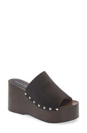 Stuart Weitzman Kate Studded Wedge Platform Slide Sandal in Shadow at Nordstrom, Size 10.5