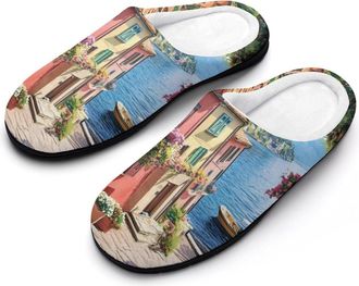 Generic Coastal City Seaside Town Mens Slippers Comfortable And Non-slip Cotton Slipper Shoe for House
