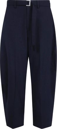 sacai Pantalones de Lana Sastre con Cintur&oacute;n - Trousers - Mujer - Negro - S