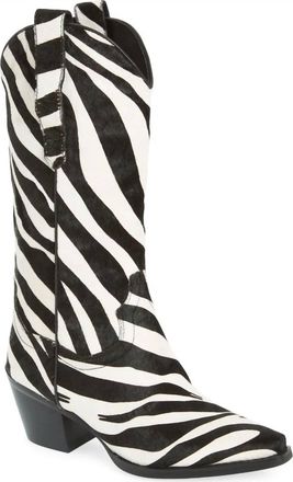 Jeffrey Campbell Womens Festival Dagget Western Cowboy Boot In Black And White