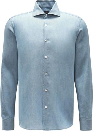 Fedeli Sean Shirt - Heren - Zakelijke Overhemden - Blauw - M - Katoen - Overhemden