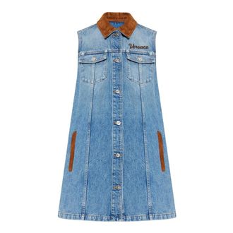 Versace Short Dresses, female, Blue, Size: XS Denim A-Line Dress