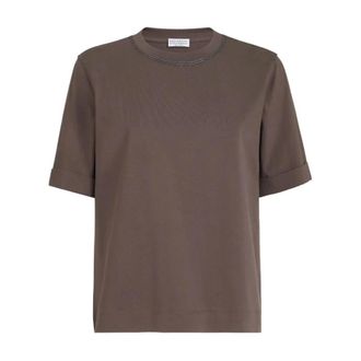 Brunello Cucinelli Dames, Tops, Bruin, Maat: S Katoen