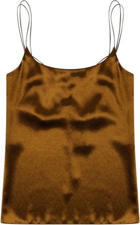 Alysi Brown Polyester Satin Camisole Top