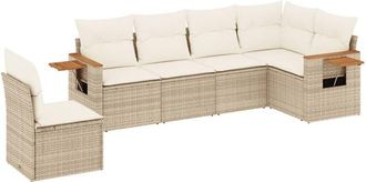 vidaXL Juego De Sof&aacute;s Jard&iacute;n Con Cojines 6 Pzas Rat&aacute;n Sint&eacute;tico Beige Vidaxl