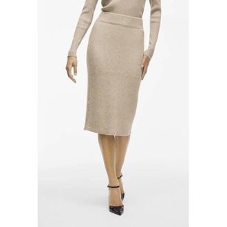 Vila gebreide midi rok VIRIL beige
