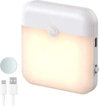 OEM 1 Luz Nocturna Led Con Sensor De Movimiento Y Sensor Crepuscular, Recargable, Funciona Con Pilas, Luz Blanca C&aacute;lida, Escalera, Armario