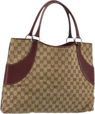 Gucci Pre-owned Tote Bags, female, Beige, Size: ONE SIZE Pre-owned Vintage GG Canvas Tote Bag