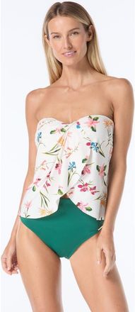 Vince Camuto Bandeau Draped Tankini Top in Ivory at Nordstrom, Size X-Small