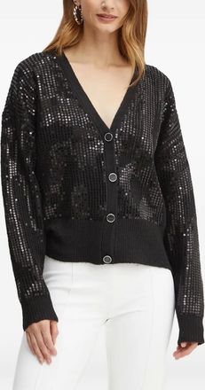 Guess Co sequin-embellished V-neck cardigan - women - Fabric - M - Black