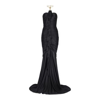 Balmain Abito Lungo Drappeggiato Bustier - - Dresses - Donna - Nero - M