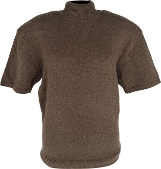Jacquemus Castagna Turtleneck Short Sleeve Sweater in Brown Merino Wool