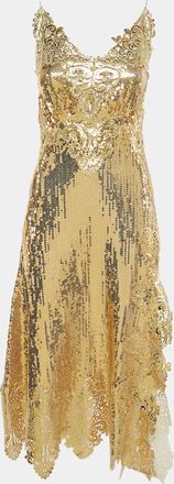 Paco Rabanne Gold Sequin Long Sleeveless Dress