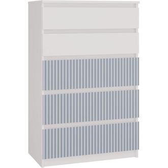 Topeshop Milano - Cassettiera moderna a 5 cassetti - 70x40x109.5 cm - Mobile contenitore per bambini - Panca e blu