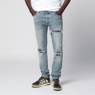 Amiri Jeans MX1 in denim e flanella indigo