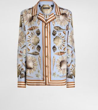 Dolce & Gabbana Shell-print Silk Twill Vanity Shirt - Man Shirts Multicolor 39