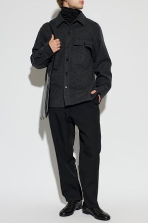 Jil Sander Wool Shirt With Pockets, Mens, Grey