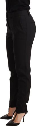 Dolce & Gabbana Black Tapered Women Trouser Virgin Wool Womens Pants