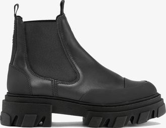 Ganni Black Cleated Low Chelsea Boots in