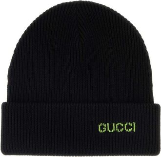 Gucci Black wool beanie hat