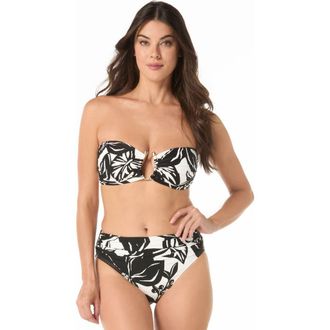 Carmen Marc Valvo U-Ring Bandeau Bikini Top in Black/white at Nordstrom, Size X-Large