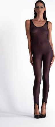 Lechery Lustrous Sheer Stirrup Bodystocking Tank Jumpsuit in Black at Nordstrom, Size X-Large