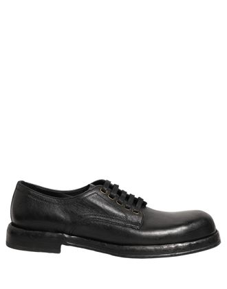 Dolce & Gabbana Black Leather Lace Up Derby Dress Men Shoes Horse