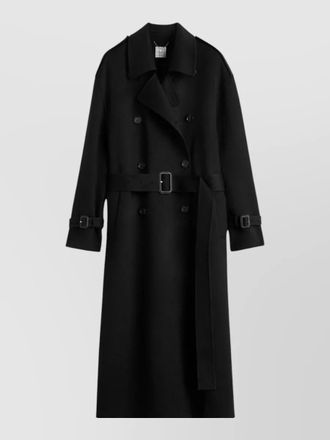 Toteme long wool coat belted waist buckle buttons