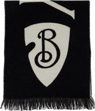 Burberry Unisex Logo Intarsia Wool Scarf Black