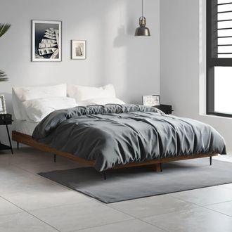 vidaXL Estructura De Cama Sin Colch&oacute;n Madera Marr&oacute;n Roble 120x190 Cm Vidaxl