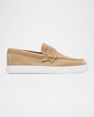 Christian Louboutin Men & apos;s The Harold I Flat Leather Red-Sole Boat Shoes