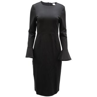 IRIS & INK Helga jersey dress with fluted sleeve; black