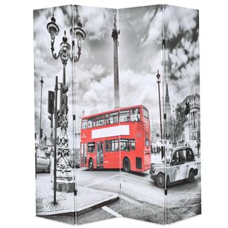 vidaXL Vidaxl - Biombo Divisor Plegable 160x170 Cm Bus Londres Blanco Y Negro
