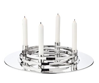 Edzard Hochwertiger Design Adventskranz La Avia ø 40 cm - Edelstahl glänzend vernickelt