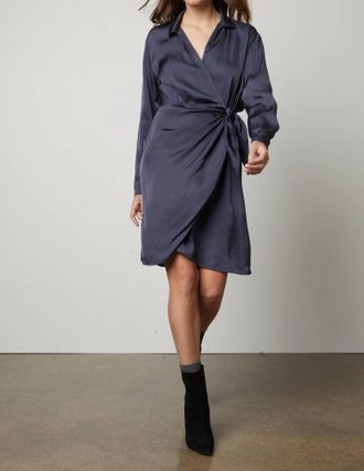 Velvet Juni Wrap Dress In Baltic