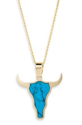 Established Mini Steer Inlay Pendant Necklace in Turquoise at Nordstrom